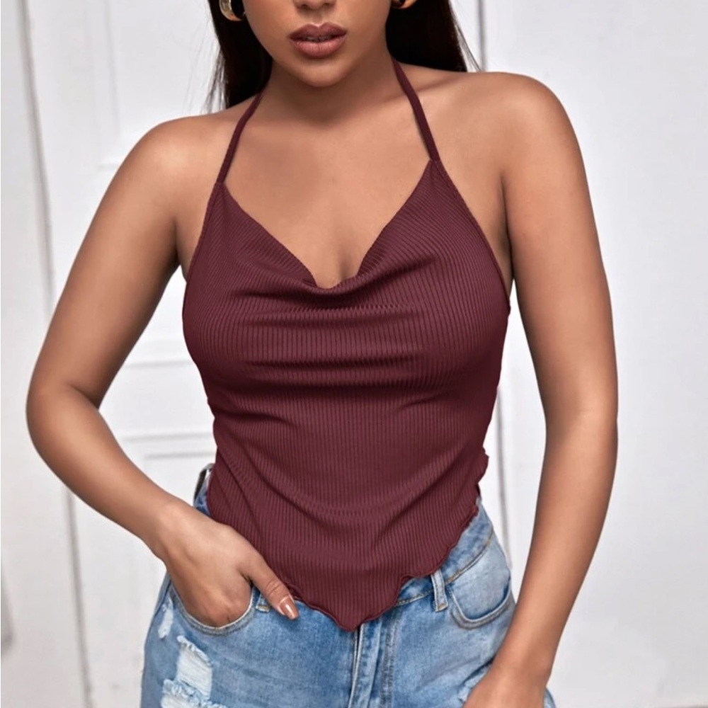 SHEIN Essnce Cowl Tie Back Bandana Top